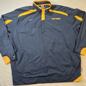 West Virginia Mountaineers Jacket Mens XL Blue Windbreaker Pullover 1/4 Zip VTG
